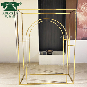 ซุ้มทองสแตนเลสสำหรับงานแต่งงานฉากหลังลายดอกไม้สำหรับงานเลี้ยงแต่งงาน - Product Image 6