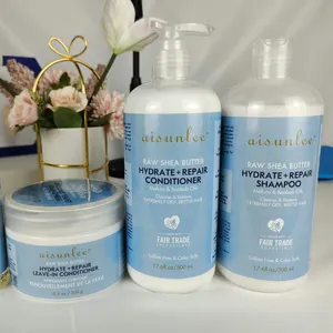 Private Label Natural Produtos para o Cabelo Deep Repair Shampoo Manteiga de Karité e Leave In Conditioner Set para Cabelos Encaracolados