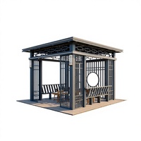 Pavillon de couloir long en acier inoxydable, structure extérieure de forme spéciale pour villa, maison auto-construite, parc, zone paysagère, abri d'ombrage
