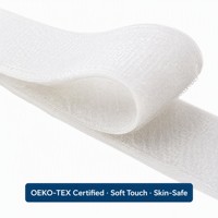 Cierre de Gancho y Bucle Seguro para Bebés y Niños, Certificado OEKO-TEX, Suave al Tacto, No Irritante, 1-25m/Rollo, 10-300mm