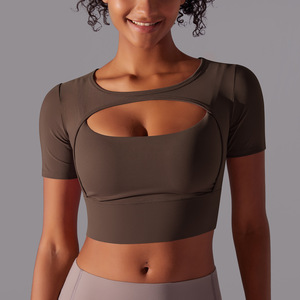 Camiseta de Yoga de manga larga con inserción de malla a la moda para mujer, camisetas deportivas ajustadas elásticas para Fitness, camiseta de Yoga de malla - Product Image 5