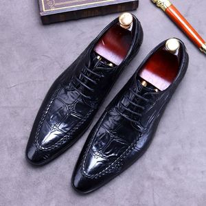 New Large-Sized Men's Square Toe Patchwork Pattern Business Formal Party Shoes Breathable Anti-Slip Lightweight Lace-Up Cowhide - Product Image 3