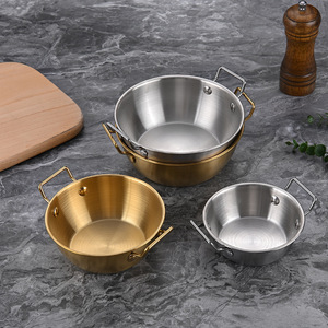 Assiette à snacks <span class=keywords><strong>mini</strong></span> dorée créative coréenne en acier inoxydable 304, <span class=keywords><strong>panier</strong></span> à frites, assiette à dessert avec doubles poignées - Product Image 6