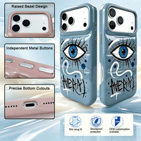 Coque de téléphone brillante style doudoune en PU avec motif œil graffiti, antichoc et protectrice, compatible avec iPhone 15-17 Pro