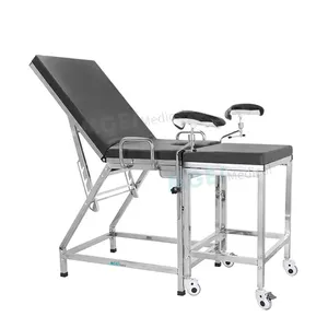 MEDIGE Factory Direct Medical Equipment Hospital Clinic Adjustable Steel Manual Examination Bed Gynecology Chair Delivery Table