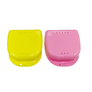 Denture Case <b>Plastic</b> <b>Storage</b> Box For Home Use With Holes Small Medium Size Orthodontic Invisible Braces Retainer <b>Container</b> - Product Image 3