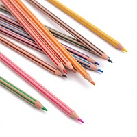 Crayons de couleur en plastique sans bois, 12 couleurs, crayons de coloriage pastel rayés, kit de papeterie pour étudiants, Lapis De Cor