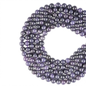 Perles rondes en améthyste naturelle de 8 mm, pierres précieuses lisses et polies, en vrac, pour la fabrication de bijoux, vente en gros - Product Image 6
