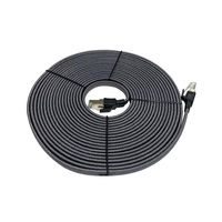 Kabel Patch DingLiang Cat8 Grosir 5m Tipis Pipih Ethernet UTP FTP Berlapis PVC Tembaga Bebas Oksigen Terproteksi untuk Jaringan