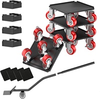 Set Dolly & Alat Pindah Barang Berat 1500LBS, Roda Baja Karbon 5-Roda dengan Kastor Pengunci & Pengangkat. Perlengkapan Pindahan