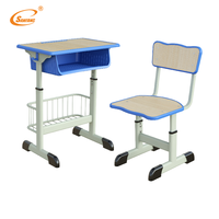 Ensemble de bureau et de chaise de classe moderne avec chaises ergonomiques pour les élèves, mobilier scolaire réglable en hauteur