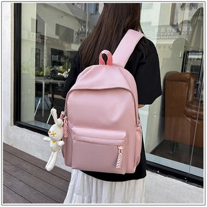 กระเป๋าเป้สะพายหลังนักเรียนสีทึบสุดอินเทรนด์ 18 นิ้ว สีมาการอง สำหรับทุกเพศ สไตล์วิทยาลัย ใช้ได้ทุกวัน - Product Image 2