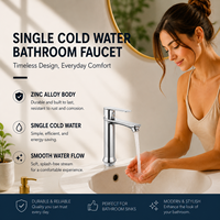 Robinet mural en alliage de zinc de qualité commerciale pour lavabo, eau froide uniquement, pour toilettes publiques et scolaires