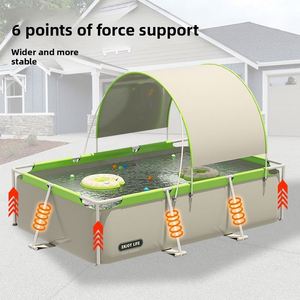 Piscina Plegable con Parasol, sin Inflado, de PVC, para Niños, Uso Doméstico, para Verano, Exterior, Grande, con Soporte -90 - Product Image 2