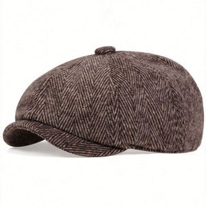 Nouveau Chapeau Gavroche Littéraire Vintage Style Anglais 2025 – Chapeau Gavroche Tendance à 8 Panneaux, Béret à Carreaux Foncés pour Hommes - Product Image 1
