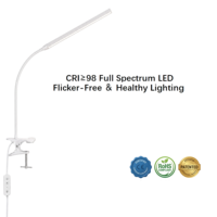 Lampe de bureau LED à bouton tactile, réglage de la luminosité et de la couleur, col flexible, construction métallique, AC, design contemporain, protection des yeux, pour étudiants et lecture