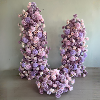 Composition florale artificielle rose et violette en rangée pour mariage, anniversaire, fête prénatale, décoration de scène et arche