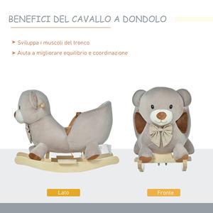 HOMCOM-Cheval à Bascule Interactif pour Bébé de 18 à 36 Mois, Gris, 60x33x50cm - Product Image 5