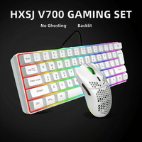 Vente chaude HXSJ V700 RGB lumineux USB nouveau clavier souris Combos 61 touches ensemble de jeu pour membrane anglaise