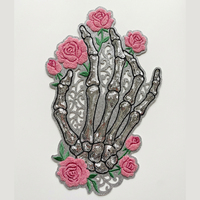Patch thermocollant grand format en chenille brodée, personnalisé, motif nœud, crâne et personnage de film d'horreur, éco-responsable, pour la mode d'Halloween