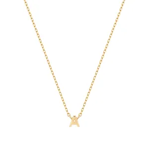 Mercery-Collier de lettres personnalisées en or véritable 14 K, alphabet A à Z, pendentif bricolage, breloque initiale, bijoux simples en or massif