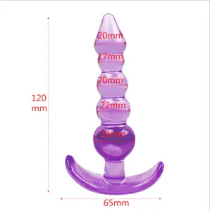 Hot sale five beads anal plug crystal jelly butt plug long anal beads plug anal toys for men women