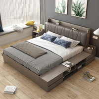 Lit de chambre à coucher en bois de luxe nordique, lit double, lit queen-size, lit king-size, MDF, lit à deux étages
