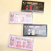 Ensemble de 17 pinceaux de maquillage Glitz and Glam avec strass, style professionnel, vente en gros, pinceaux de maquillage de luxe avec boîte cadeau