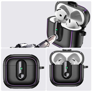 Funda de TPU de Diseño de Lujo para <span class=keywords><strong>AirPods</strong></span> Pro 2 3 4 con Soporte, Mosquetón, Diseño Magnético Antipérdida en la Parte Posterior, Color Personalizado - Product Image 5
