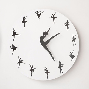 <strong>DIY</strong> Ballet Girl Plastic Wall <strong>Clock</strong> Silent <strong>Clock</strong> for Living Room Bedroom Study Room Office Creative Retro Nostalgic UV Printing - Product Image 3