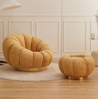 Fauteuil Nordique en Tissu Bouclette de Laine Une Place, Chaise Longue de Luxe pour Salon Chambre Appartement Parc