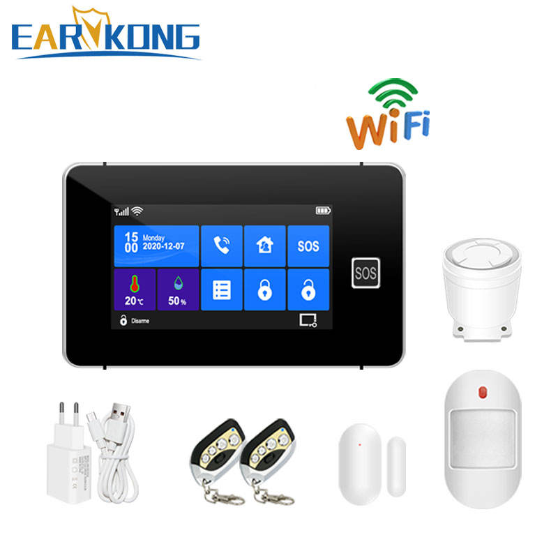 11 Languages Compatible Alexa Wireless Detector RFID TFT Touch Keyboard  Wifi GSM Alarm System 433MHz Home Burglar Alarm