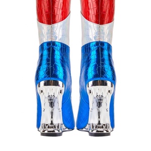 Teeth Shape Heels Wide Fit Women's Big Size 46 Knee High <b>Boots</b> Ladies Mixed Colors Shoes Wedge Heel on Long Booties - Product Image 3