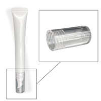 Tube d'emballage cosmétique en plastique transparent pour crème pour les yeux, rouge à lèvres, baume, avec bouchon à vis, couleur personnalisée, matériau PE, 0,15 oz, 5 g, finition brillante miniature