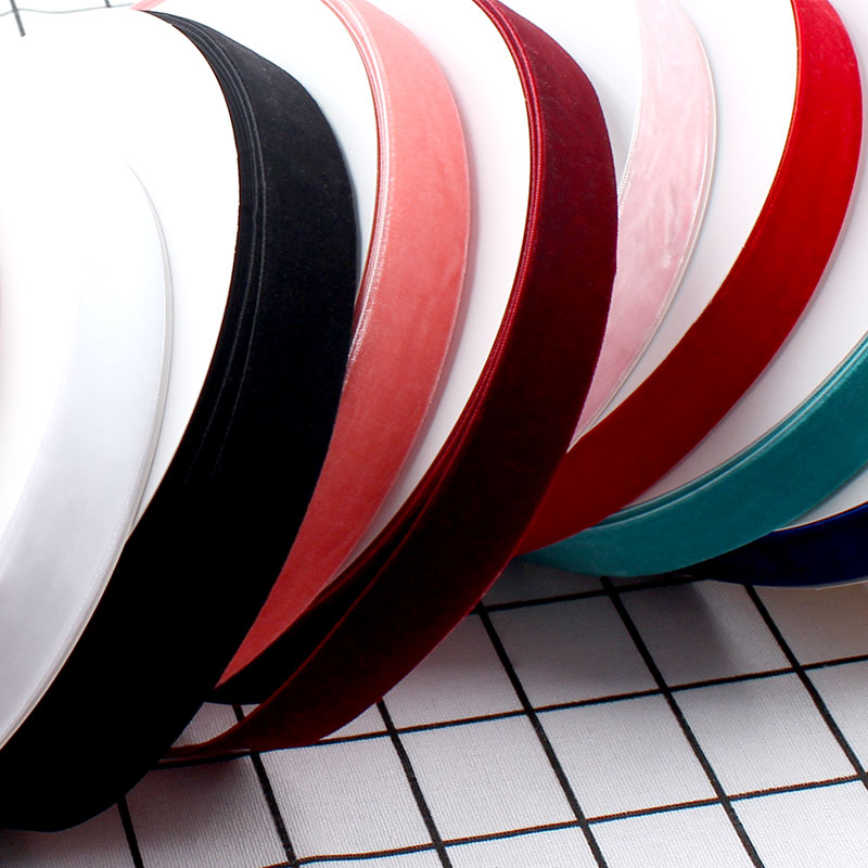 Factory Wholesale Black pink Dark Grey Large 1inch Soft Wired Velvet Silk Ribbon Roll Gift Ribbon