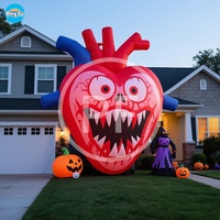 Décoration d'événement sur le thème de l'horreur citrouille gonflable d'Halloween coeur Airart personnaliser citrouille squelette gonflable avec des dents