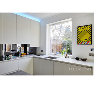 Armario de cocina pequeño con acabado lacado de Mdf, Color blanco, diseño moderno <span class=keywords><strong>Simple</strong></span>, 2023 Dorene, forma de L - Product Image 4