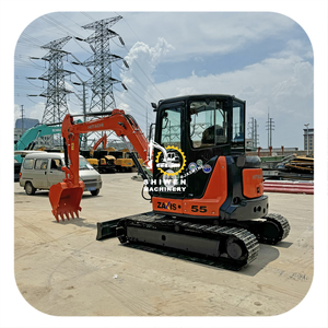 Excavatrice d'occasion Hitachi ZX55 98% neuve avec lame de bouteur pour la construction, marque japonaise, capacité de godet de 0,19 m³, modèles ZX33 ZX50 ZX60 ZX65 - Product Image 1