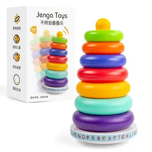 Sensory Rainbow Colors Stacker Tumbler Stack Tower Stacking Rings regali Montessori bambini Baby Learning giocattoli educativi