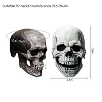 Masque d'horreur d'Halloween intégral avec mâchoire mobile, accessoires de costume de cosplay squelette, masque de fête en latex JHMJ MJ