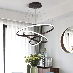 Jacksun Hiện Đại Tối Giản 3 Vòng Acrylic Vàng Sang Trọng Vòng LED Đèn Chùm Vòng Tròn Dòng Mặt Dây Chuyền Đèn Cho Ăn Uống Phòng Ngủ Khách - Product Image 4