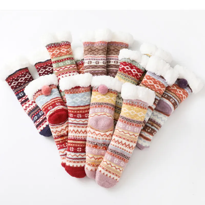Calcetines de invierno de estilo étnico para mujer, medias de tubo medio cálidas y gruesas, 2022