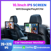 Écran de moniteur d'appuie-tête de voiture 10,1 pouces, tablette Android IPS, écran tactile, lecteur vidéo et musique pour siège arrière, CarPlay, WiFi, FM, 2G, 32G