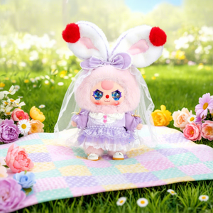 Poupées en vinyle en peluche moelleuse de lapin enchanté 400% Baby Three-Lolita's Dream dans des robes à volants de rêve, boîte mystère à l'aveugle - Product Image 1