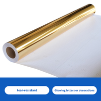 Vinilo de corte dorado champán PET brillante, revestimiento decorativo autoadhesivo para ventanas para materiales de póster, vinilo de decoración navideña