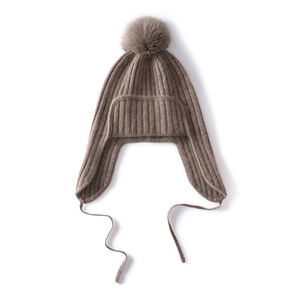 Cold Weather Elastic <strong>Women</strong> Winter Ski <strong>Hat</strong> Fur <strong>Pom</strong> <strong>Pom</strong> Warm 100% Cashmere Knit Pullover Fluorescent Candy Color Ribbed Beanie <strong>Hat</strong> - Product Image 3