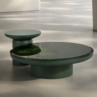 Table basse ronde en marbre italien durable et écologique, couleur vert avocat, design haut de gamme, table à thé combinée