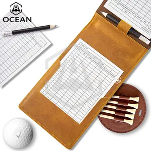 Golf Score Card Holder Golf Yardage Book with Pencil Custom PU Leather Scorecard & Holder Own Professional Bag Manufacturer AF