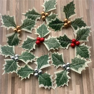 <b>Christmas</b> Tree <b>Gift</b> <b>Box</b> Decoration Small Red Fruit Berry Branch Plug-in DIY Bell Trident <b>Christmas</b> Leaf Accessories - Product Image 1