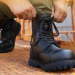 Bottes longues en cuir pleine fleur respirantes pour hommes American Tactical, prix d'usine pour la sécurité personnelle, couleur noire - Product Image 3